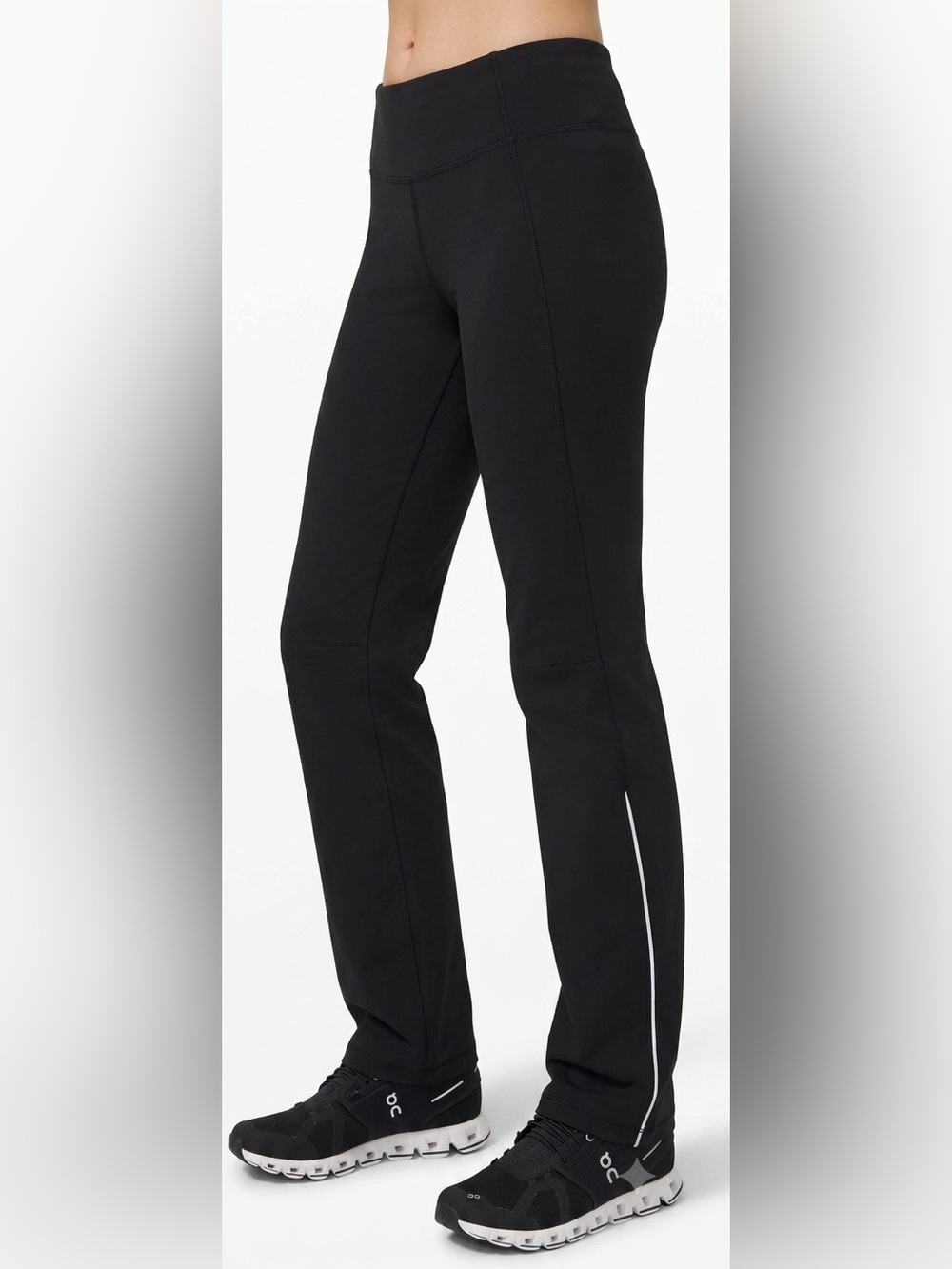 Vintage Lululemon Straight Leg Track Pants Black White Piping Size 6